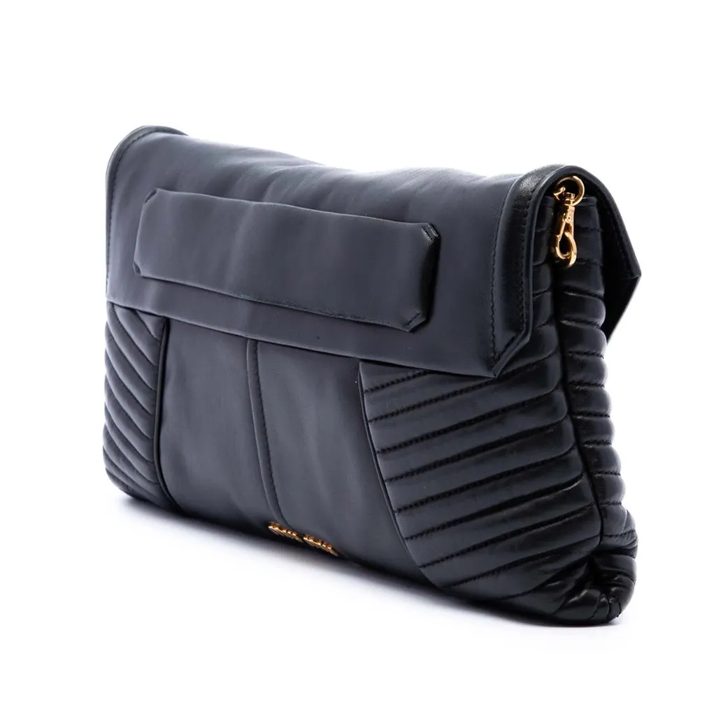 Miu Miu Matelasse Nappa Biker Crossbody Black Leather Very good - Back View