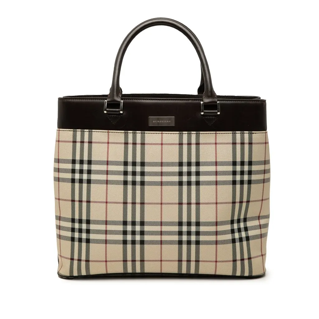 Burberry House Check Canvas Tote Beige Very good - Front View