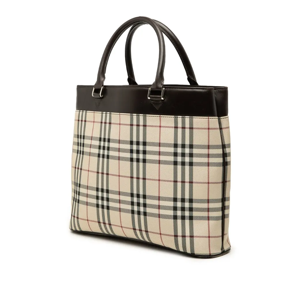 Burberry House Check Canvas Tote Beige Very good - Back View