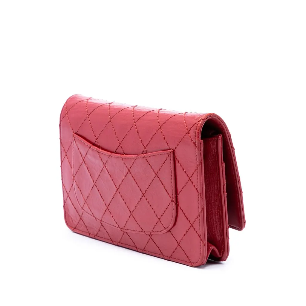 Chanel Quilted Aged Calfskin Reissue 2.55 Wallet on Chain Red Leather Very good - Back View
