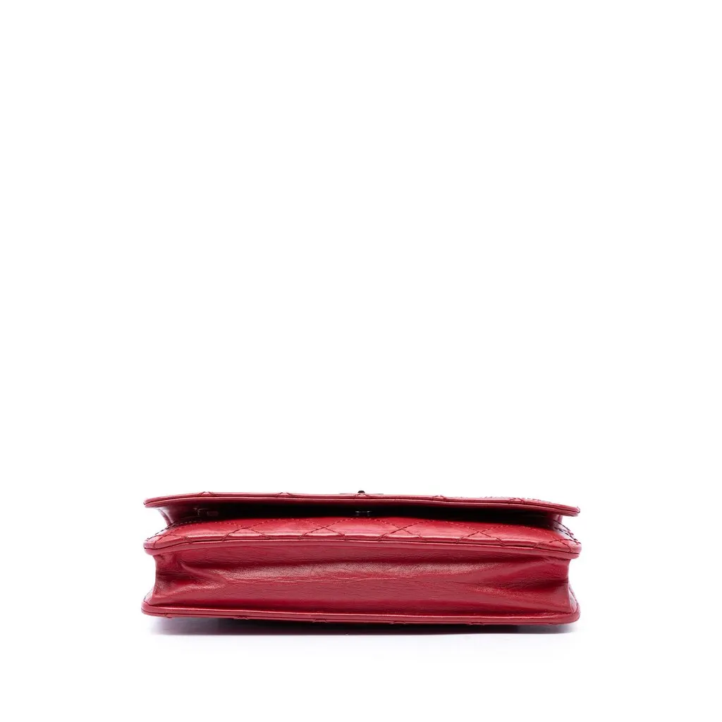 Chanel Quilted Aged Calfskin Reissue 2.55 Wallet on Chain Red Leather Very good - Inside View