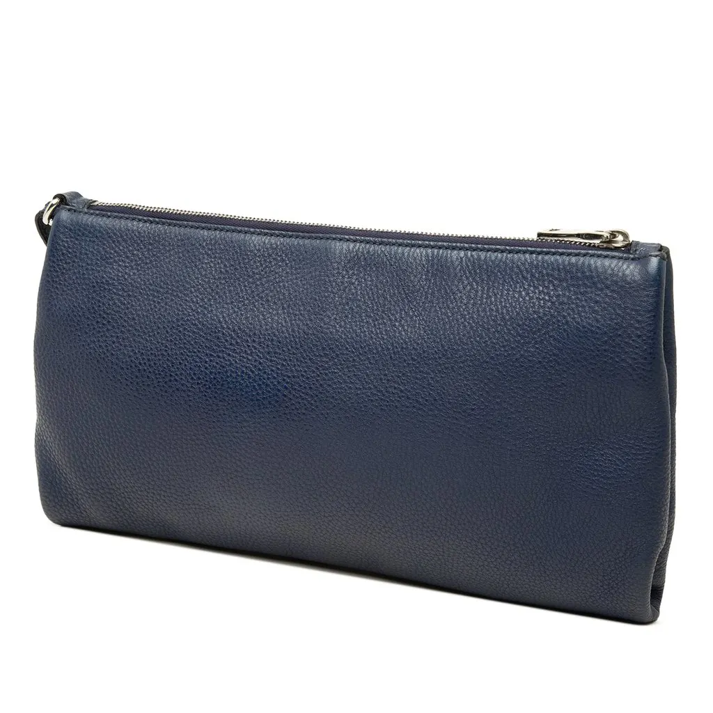 Prada Vitello Daino Clutch Blue Leather Very good - Back View