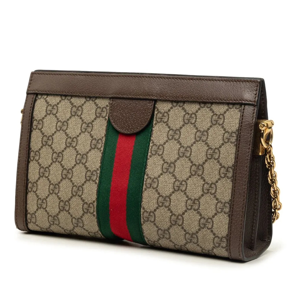 Gucci Small GG Supreme Web Ophidia Chain Crossbody Beige Very good - Back View