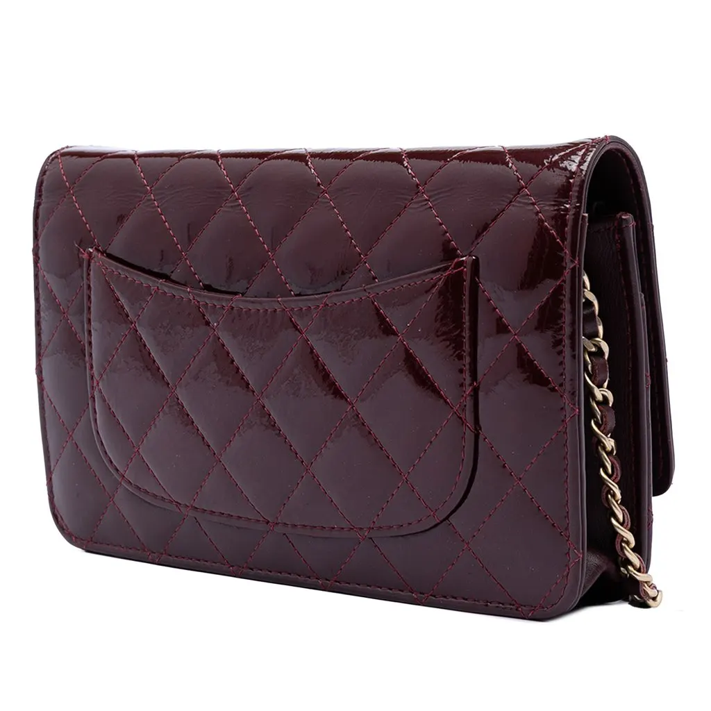 Chanel Quilted Patent Reissue 2.55 Wallet On Chain Red Leather Very good - Back View