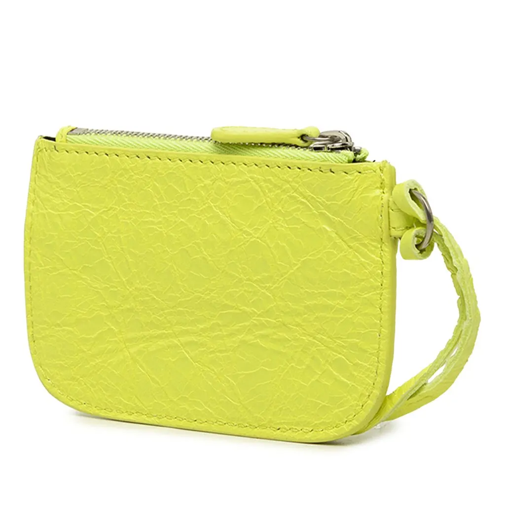 Balenciaga Lambskin Le Cagole Coin Purse Yellow Leather Very good - Back View