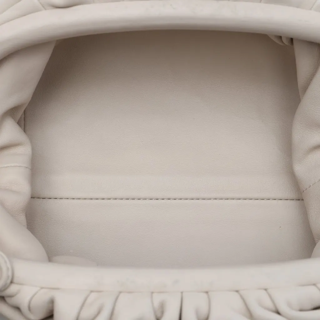 Bottega Veneta Lambskin The Mini Pouch Crossbody White Leather Very good - Model View