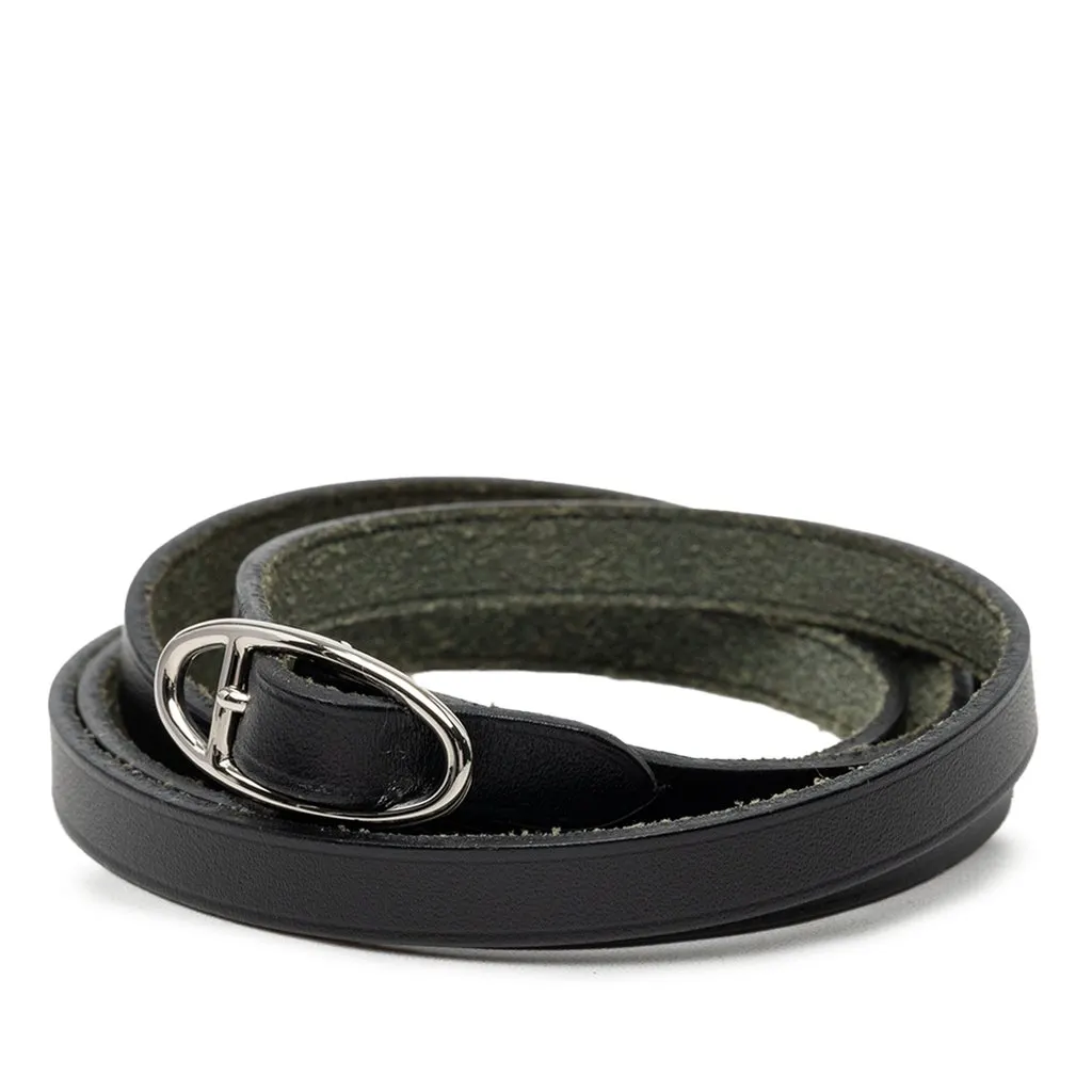 Hermès Box Calf Triple Tour Wrap Bracelet Black Leather Very good - Back View