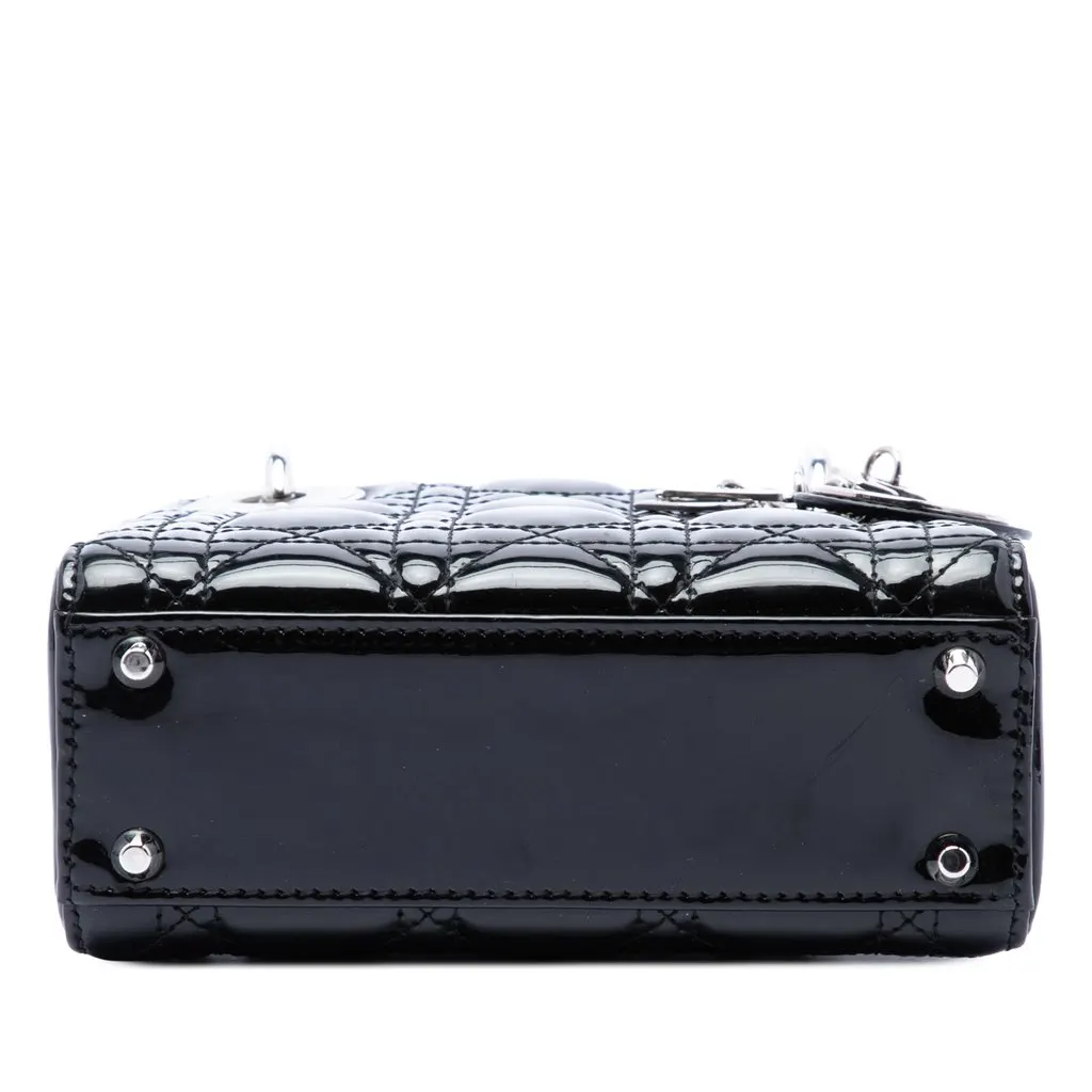 Dior Mini Patent Cannage Lady Dior Black Leather Very good - Inside View