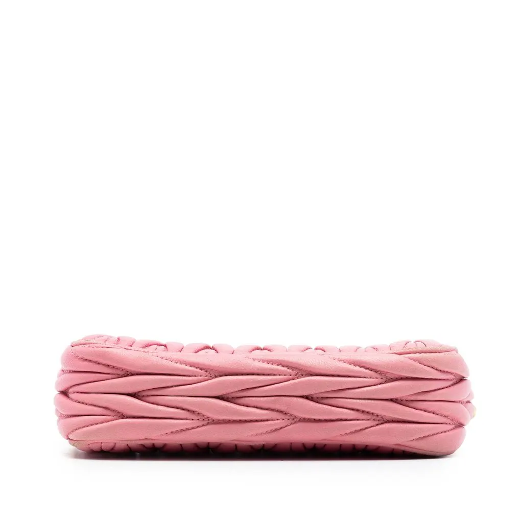 Miu Miu Nappa Matelasse Double Zip Handbag Pink Leather Very good - Inside View