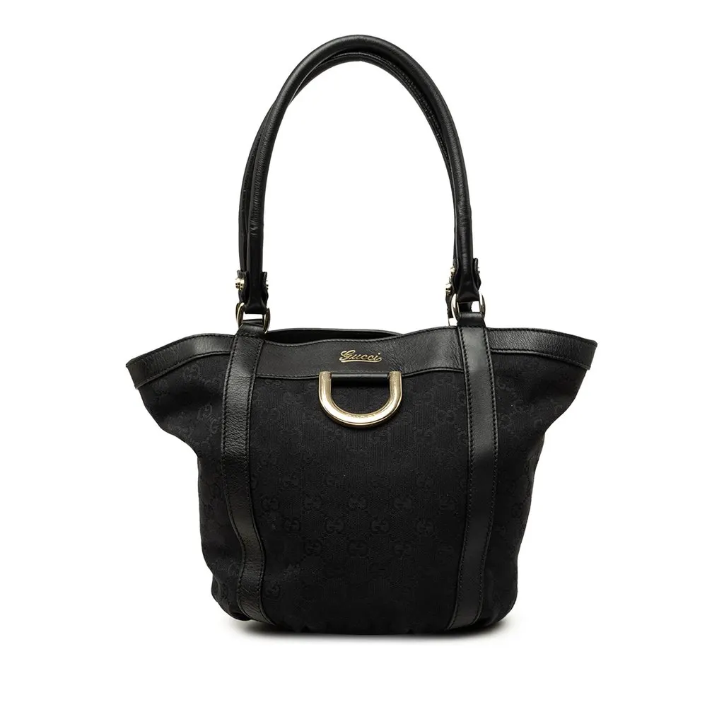 Gucci GG Canvas Abbey D Ring Handbag Black Canvas Good - Front View