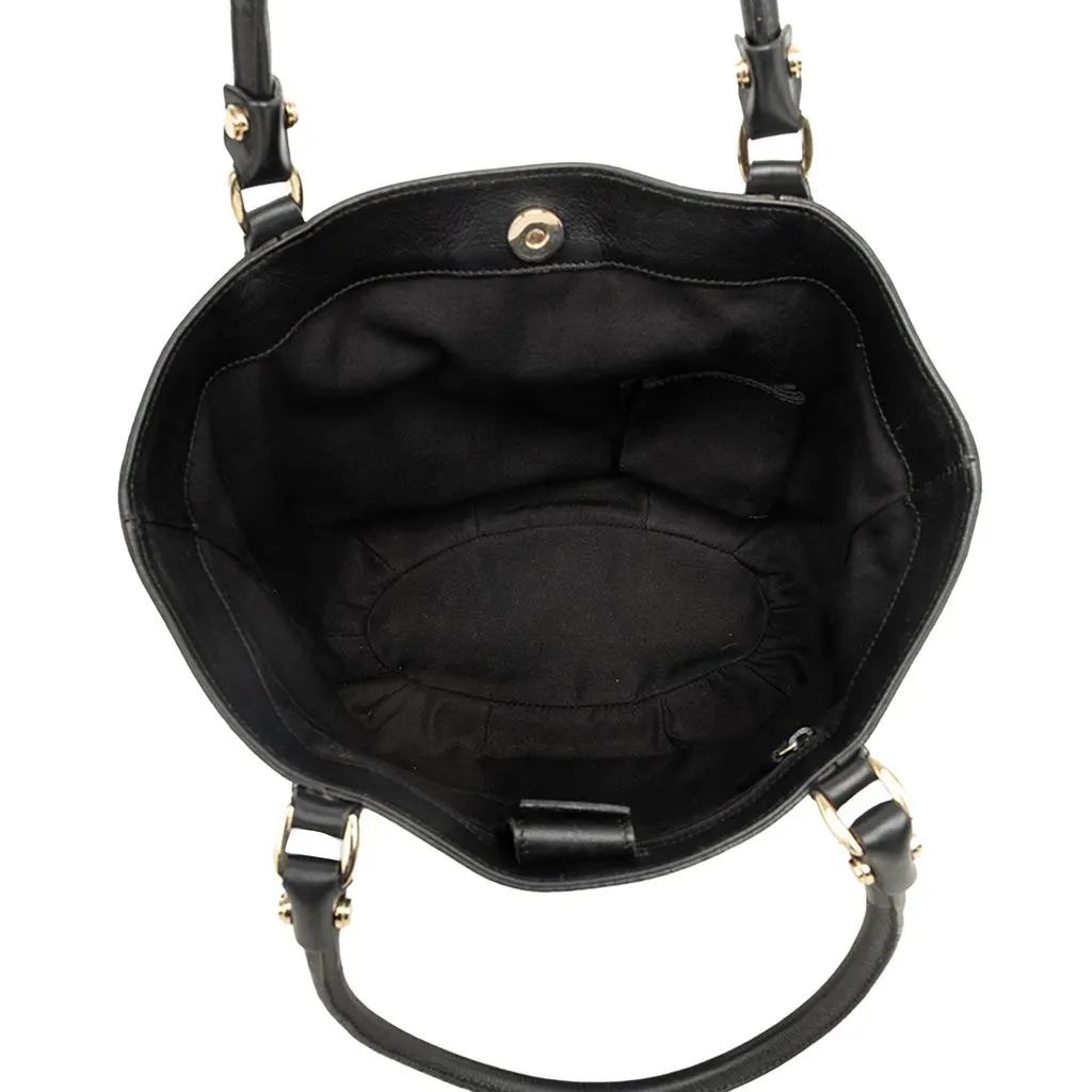Gucci GG Canvas Abbey D Ring Handbag Black Canvas Good - Model View
