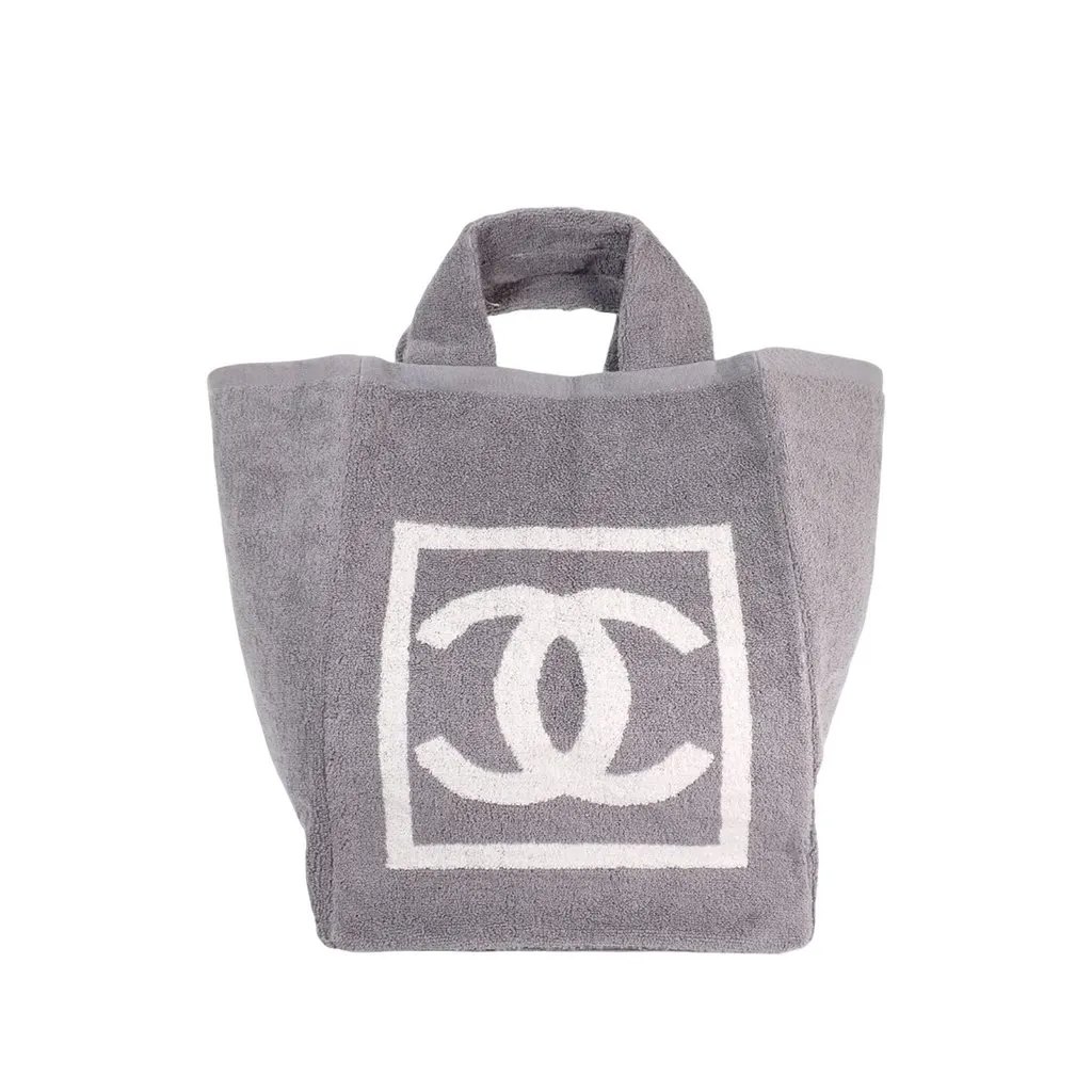 Chanel CC Terry Cloth Sports Line Beach Tote MultiColor Cotton Very good - Front View