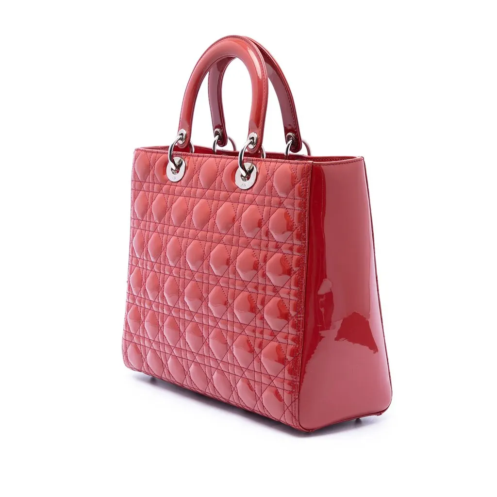 Dior Large Patent Cannage Lady Dior Pink Leather Very good - Back View