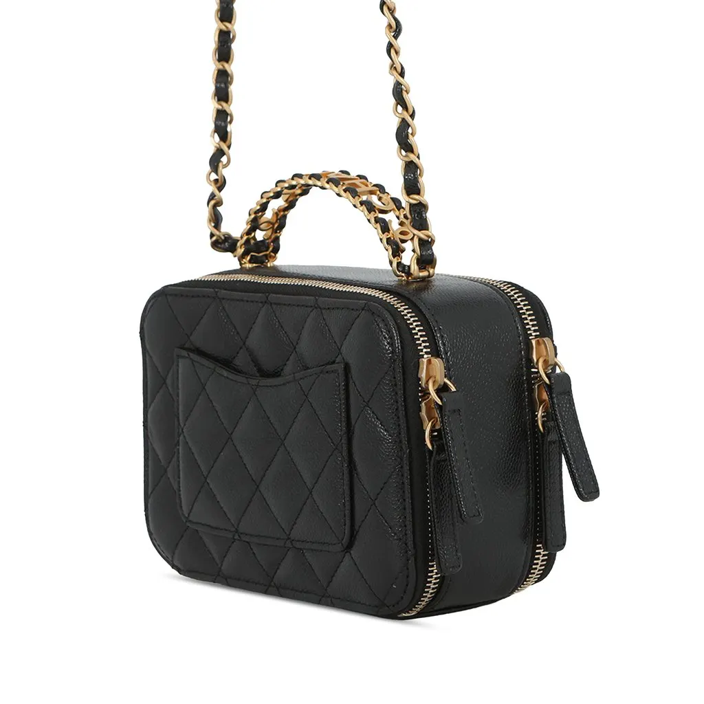 Chanel Mini Quilted Caviar Pick Me Up Vanity Case Black Leather Very good - Back View