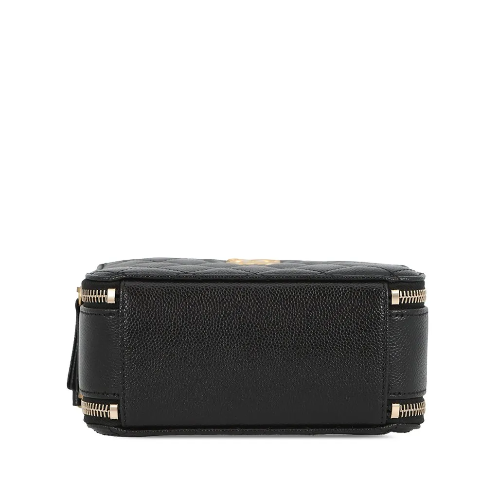 Chanel Mini Quilted Caviar Pick Me Up Vanity Case Black Leather Very good - Inside View