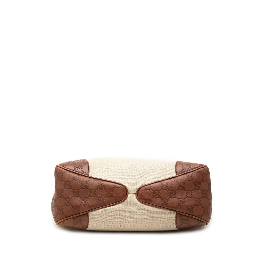 Gucci Guccissima Trimmed Canvas Colbert Shoulder Bag Beige Very good - Inside View