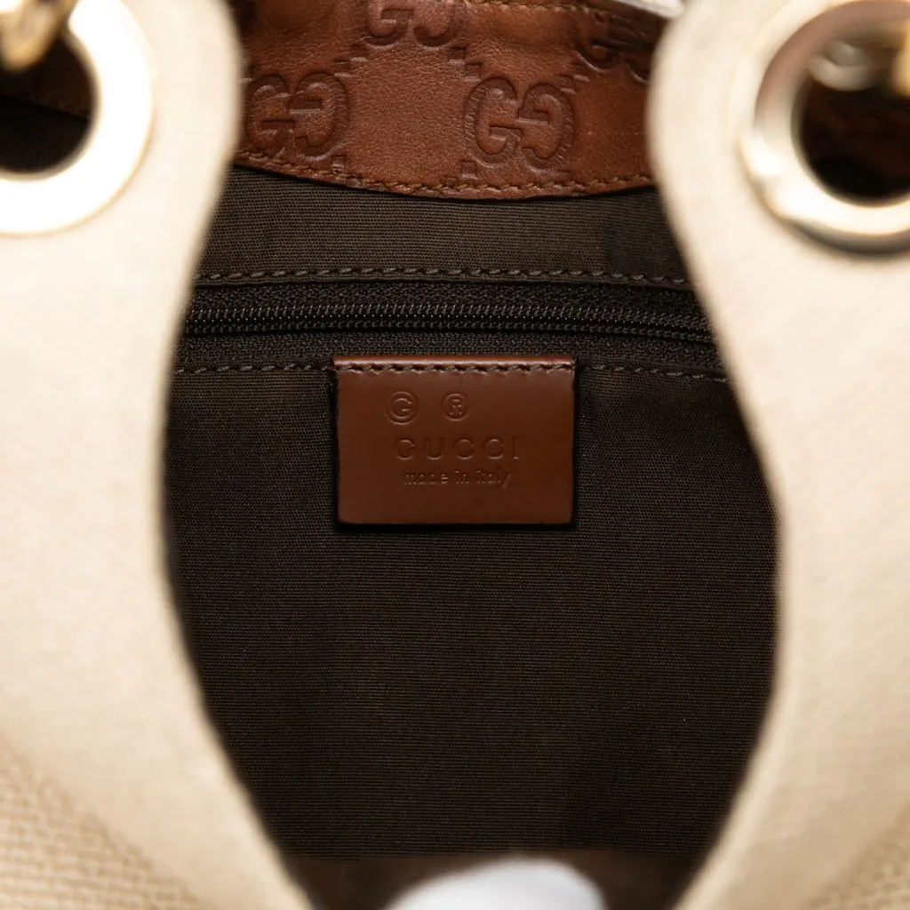 Gucci Guccissima Trimmed Canvas Colbert Shoulder Bag Beige Very good - Box View