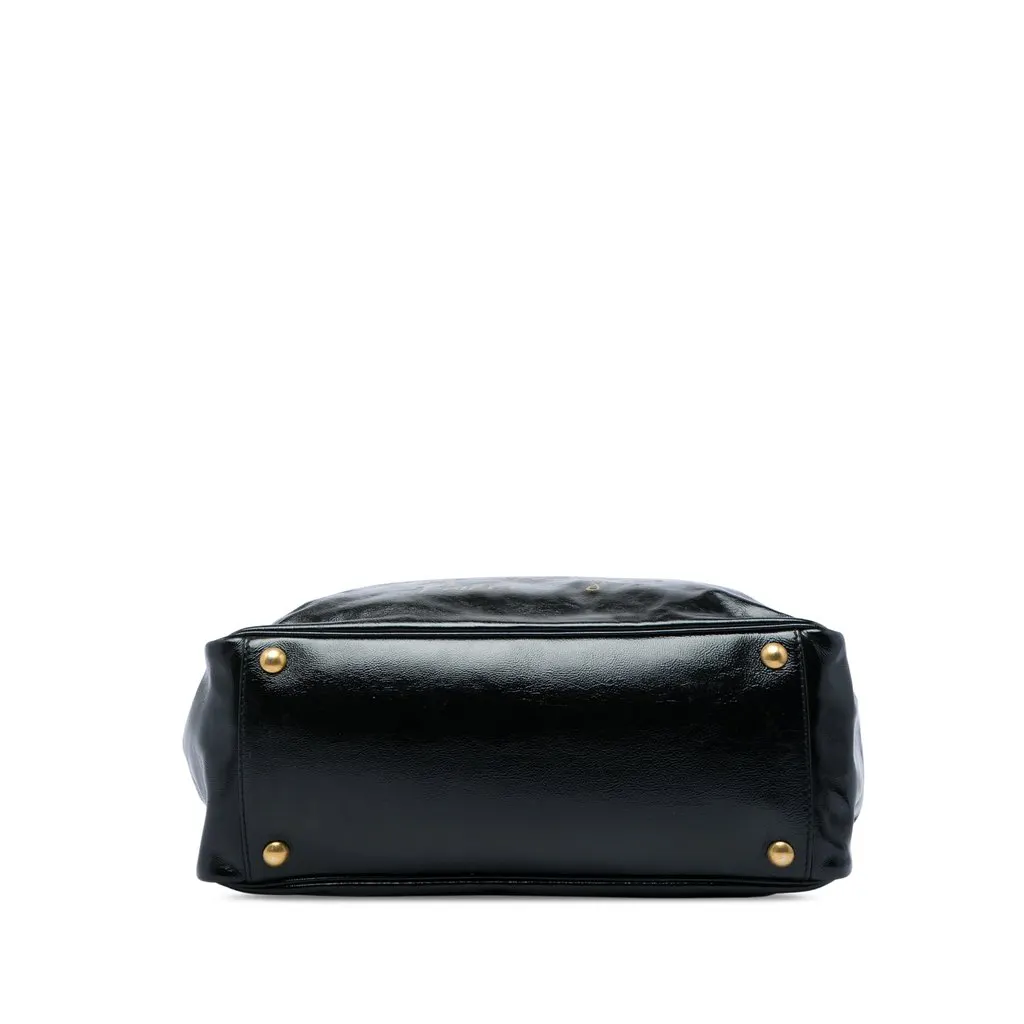 Saint Laurent Large Textured Patent Y Mail Tote Black Leather Very good - Inside View