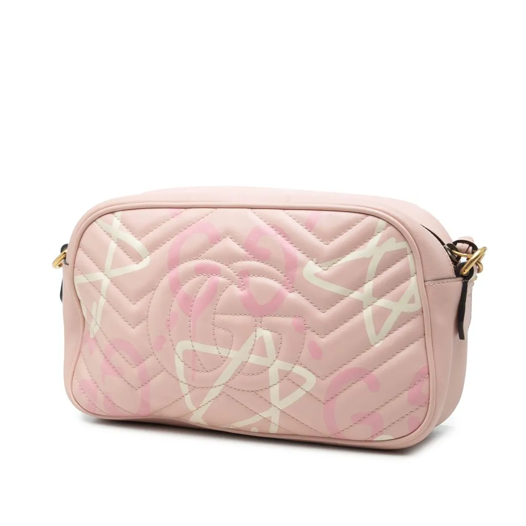 Gucci Small GG Marmont Matelasse Calfskin Gucci Ghost Crossbody Pink Leather Very good - Back View