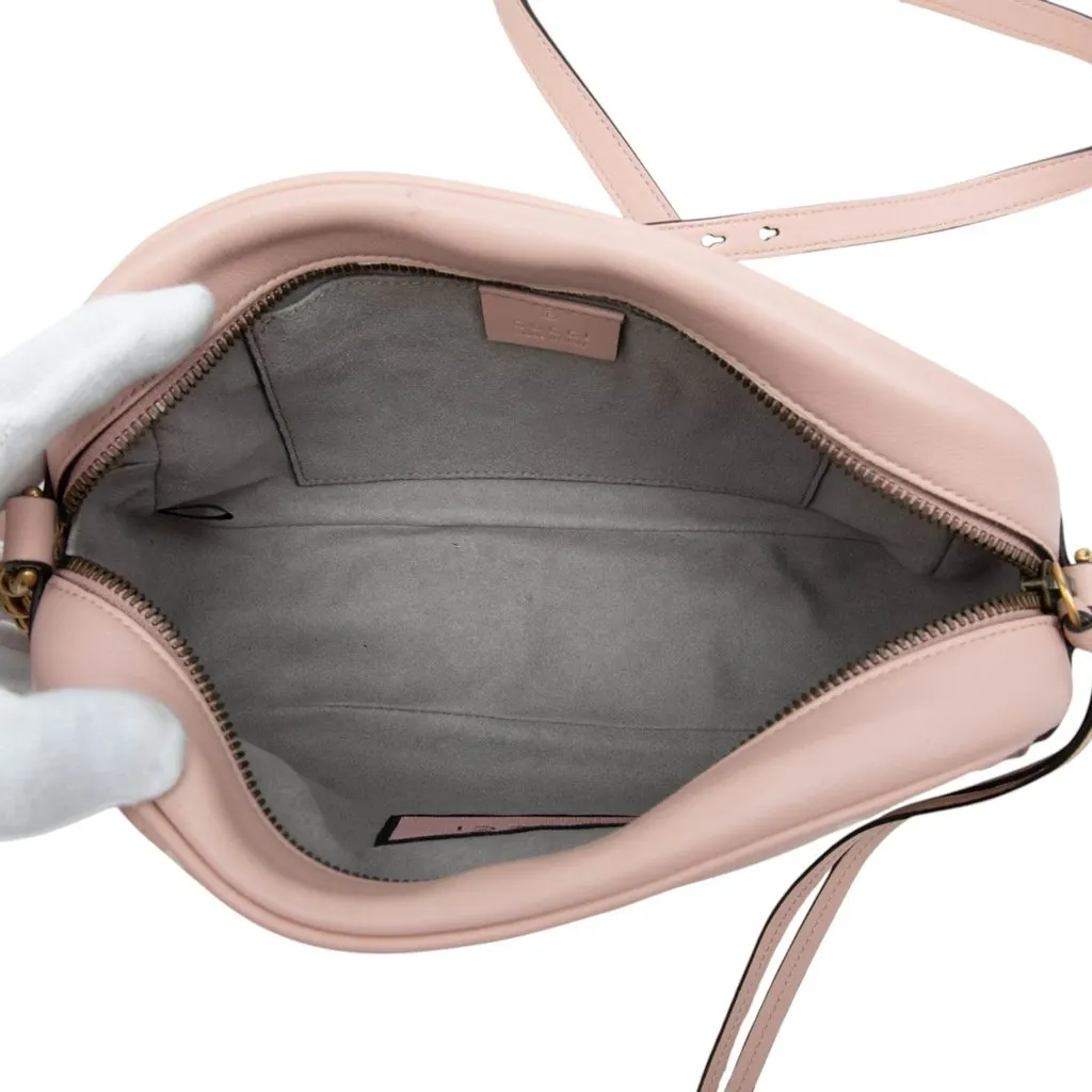 Gucci Small GG Marmont Matelasse Calfskin Gucci Ghost Crossbody Pink Leather Very good - Model View