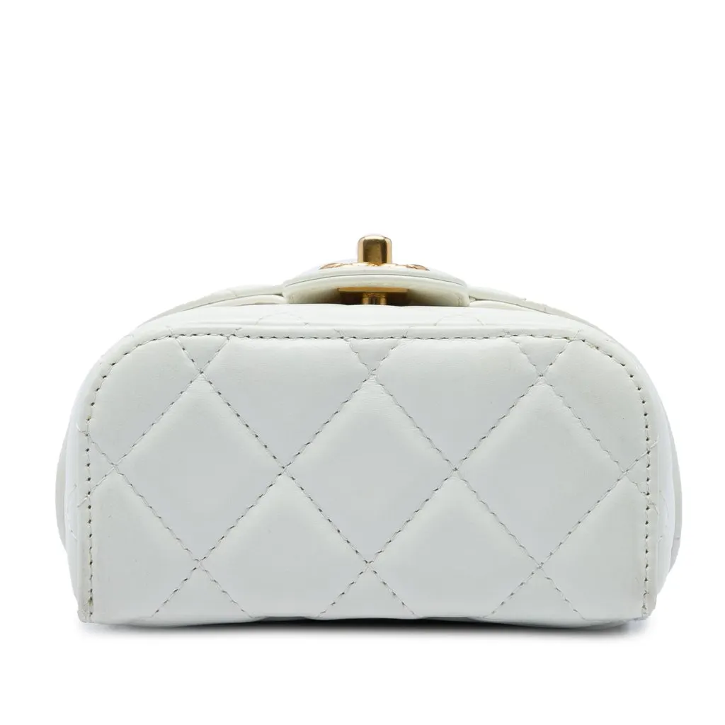 Chanel Mini CC Quilted Lambskin Vanity Top Handle Cosmetic Case White Leather Very good - Inside View