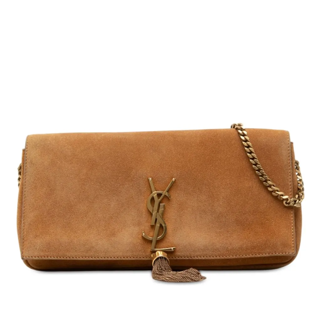Saint Laurent Suede Monogram Kate 99 Tassel Bag Brown Leather Very good - Front View