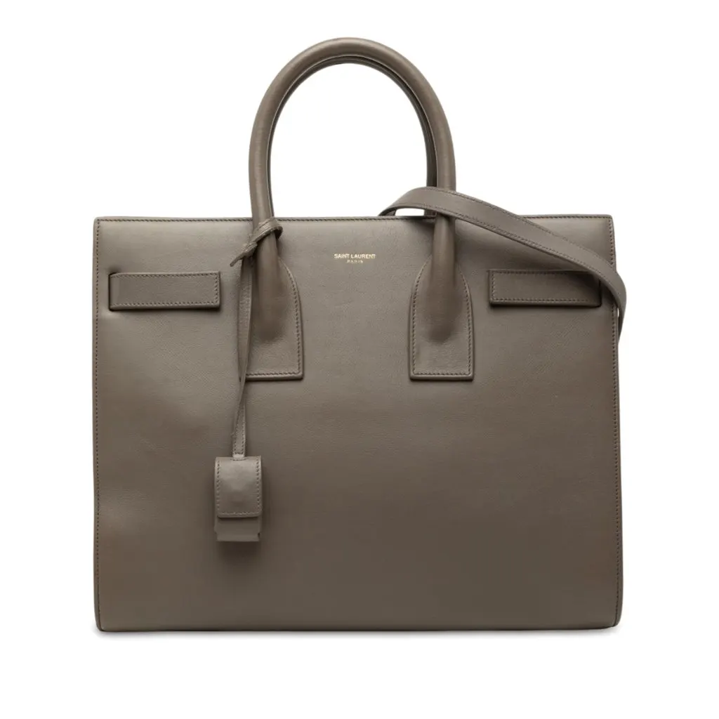 Saint Laurent Small Leather Sac De Jour Satchel Brown Leather Very good - Front View