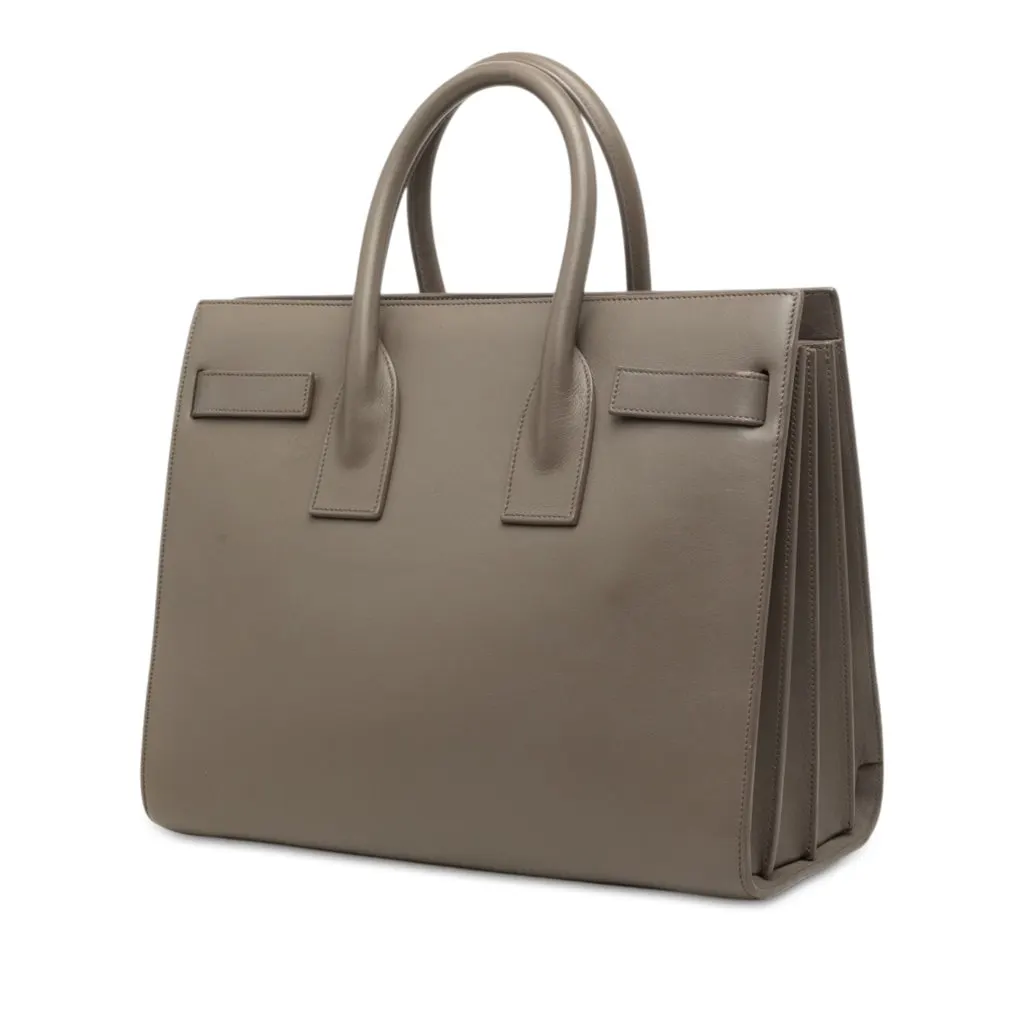 Saint Laurent Small Leather Sac De Jour Satchel Brown Leather Very good - Back View
