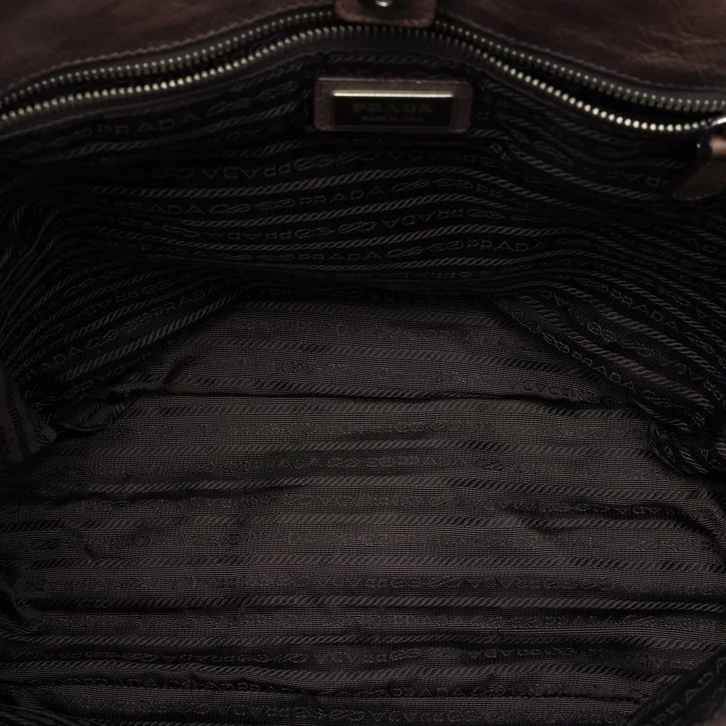 Prada Ombre Vitello Daino Side Zip Convertible Tote Brown Leather Very good - Model View