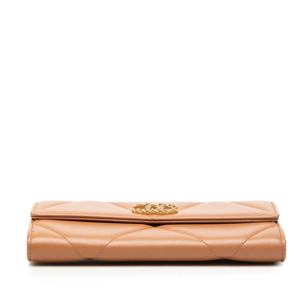 Chanel Quilted Lambskin 19 Flap Wallet Brown Leather Very good - Inside View