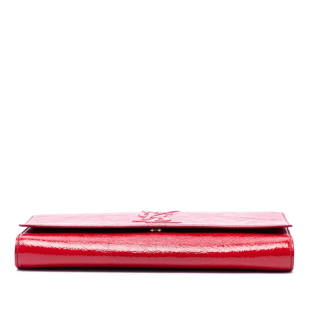 Saint Laurent Large Textured Patent Monogram Belle De Jour Clutch Red Leather Good - Inside View