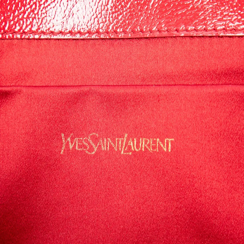 Saint Laurent Large Textured Patent Monogram Belle De Jour Clutch Red Leather Good - Box View