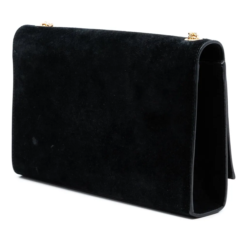Saint Laurent Medium Suede Monogram Kate Tassel Crossbody Black Suede Good - Back View