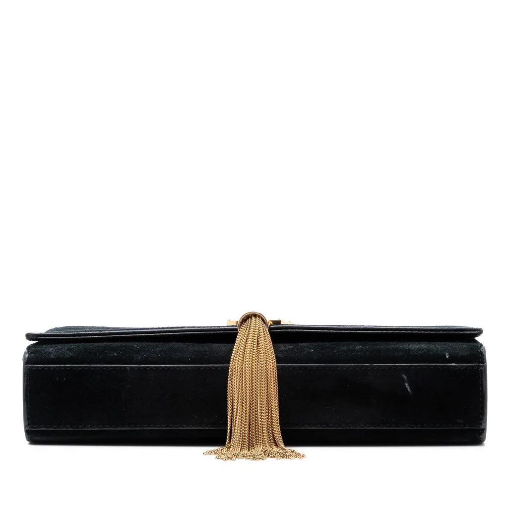 Saint Laurent Medium Suede Monogram Kate Tassel Crossbody Black Suede Good - Inside View