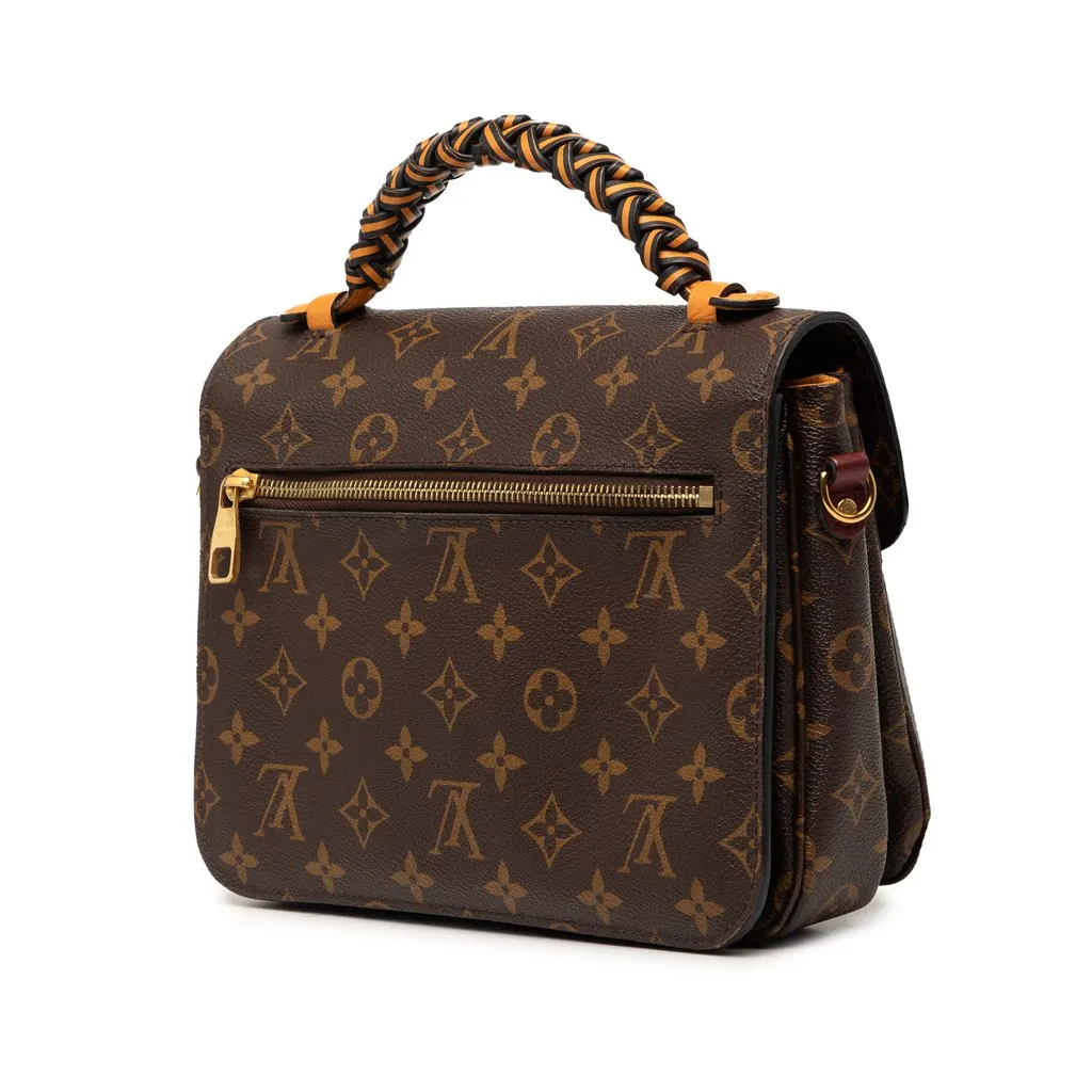 Louis Vuitton Monogram Braided Pochette Metis Brown Canvas Good - Back View
