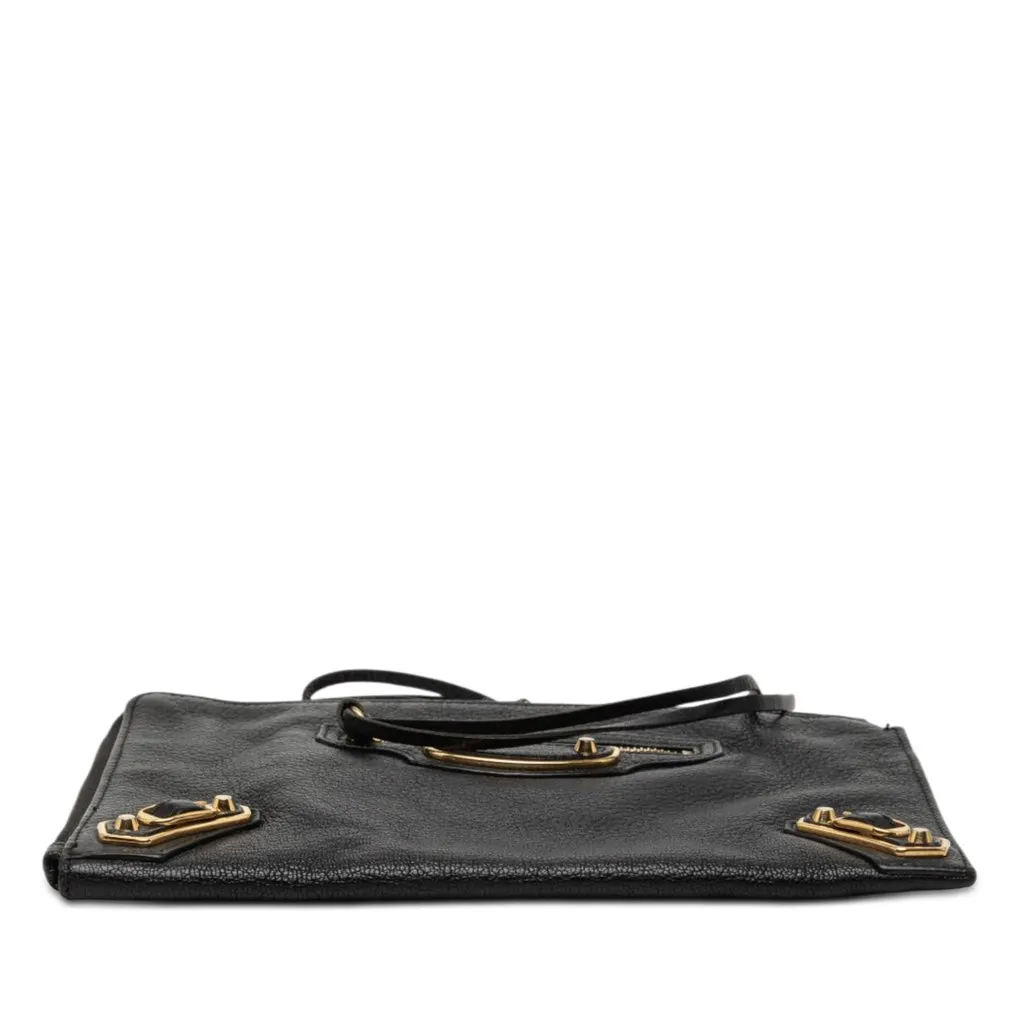 Balenciaga Goatskin Motocross Classic Metallic Edge Clutch Black Leather Very good - Inside View