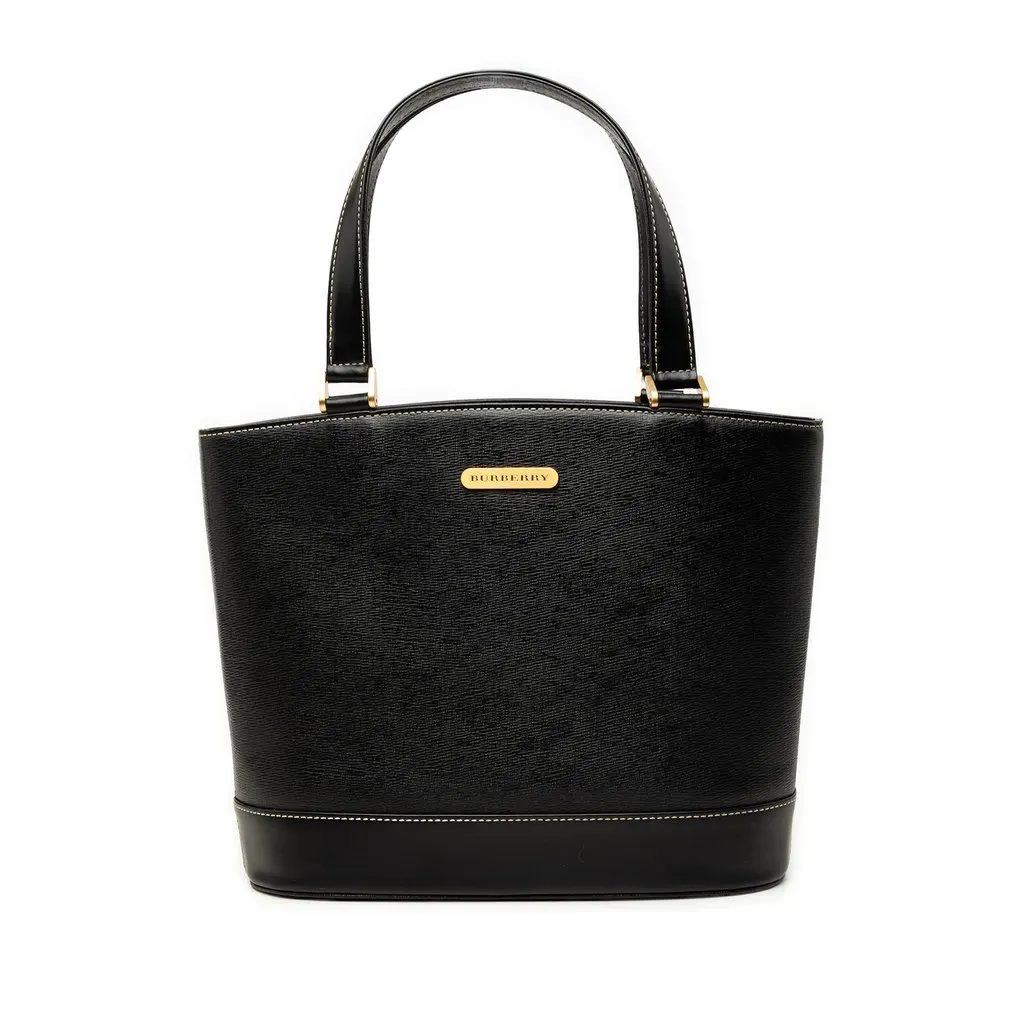 Burberry Leather Tote Black Leather Very good - Front View