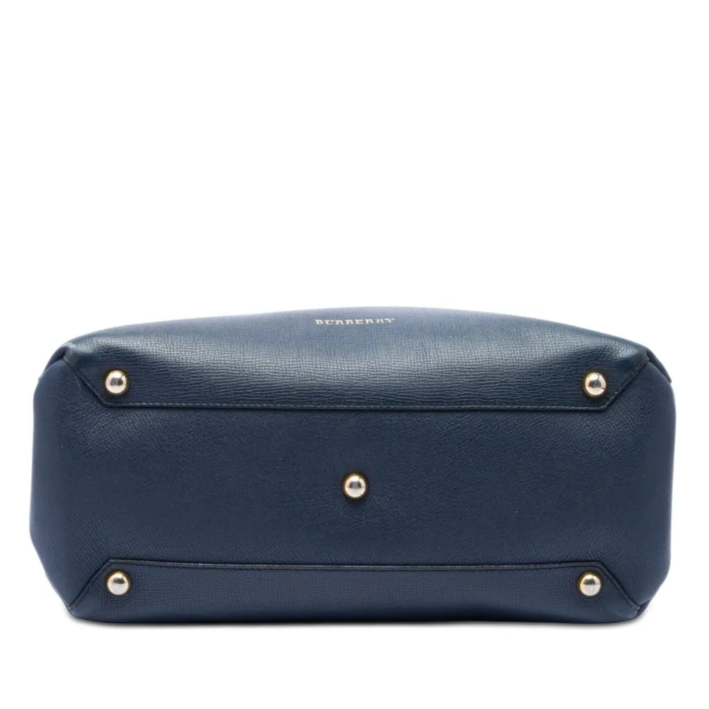 Burberry Medium Leather and House Check Banner Satchel Blue Leather Very good - Inside View