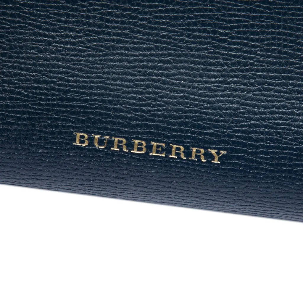 Burberry Medium Leather and House Check Banner Satchel Blue Leather Very good - Box View