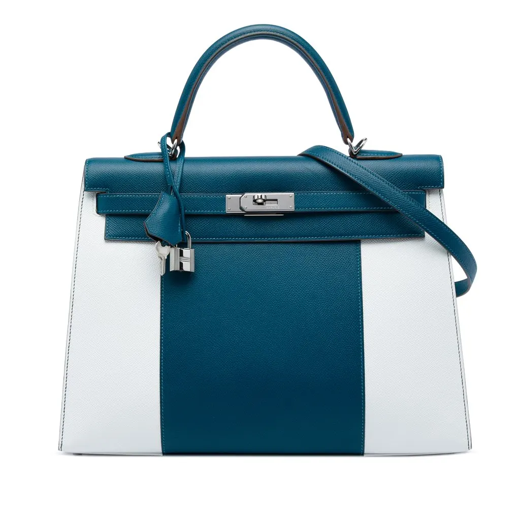 Hermès Bicolor Epsom Kelly Flag Sellier 35 Blue Leather Very good - Front View