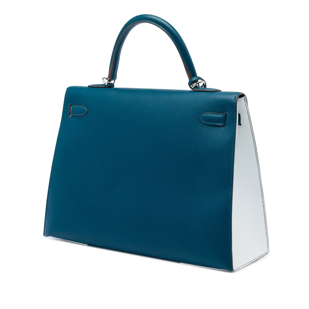Hermès Bicolor Epsom Kelly Flag Sellier 35 Blue Leather Very good - Back View