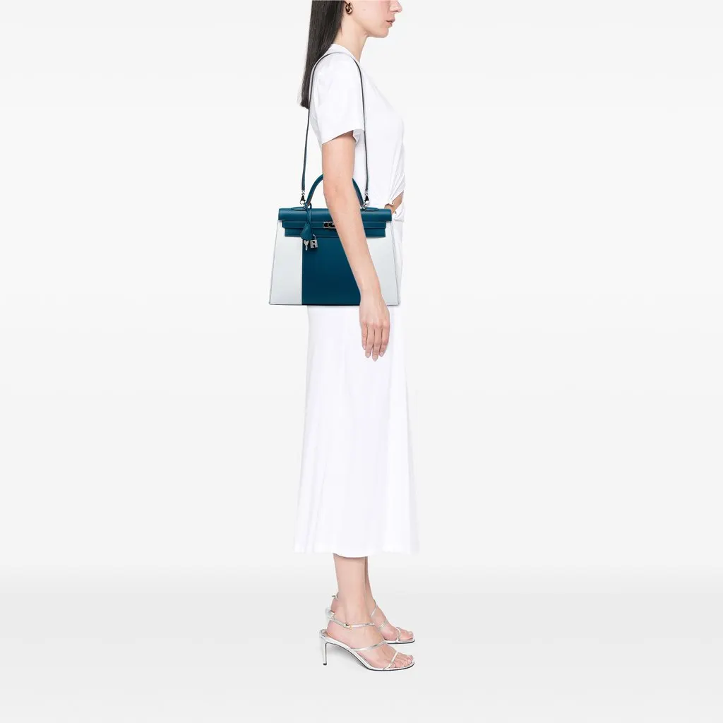 Hermès Bicolor Epsom Kelly Flag Sellier 35 Blue Leather Very good - Box View