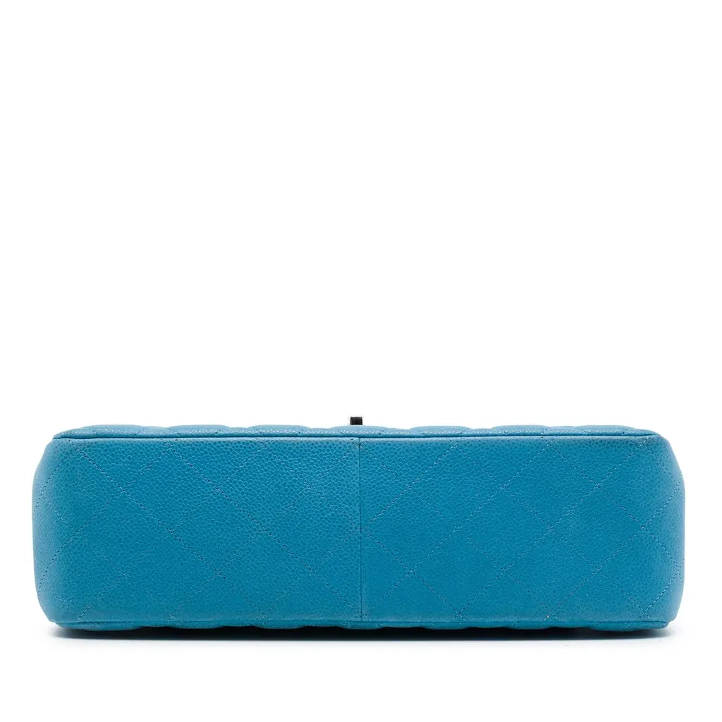 Chanel Jumbo Classic Caviar Double Flap Blue Leather Very good - Back View