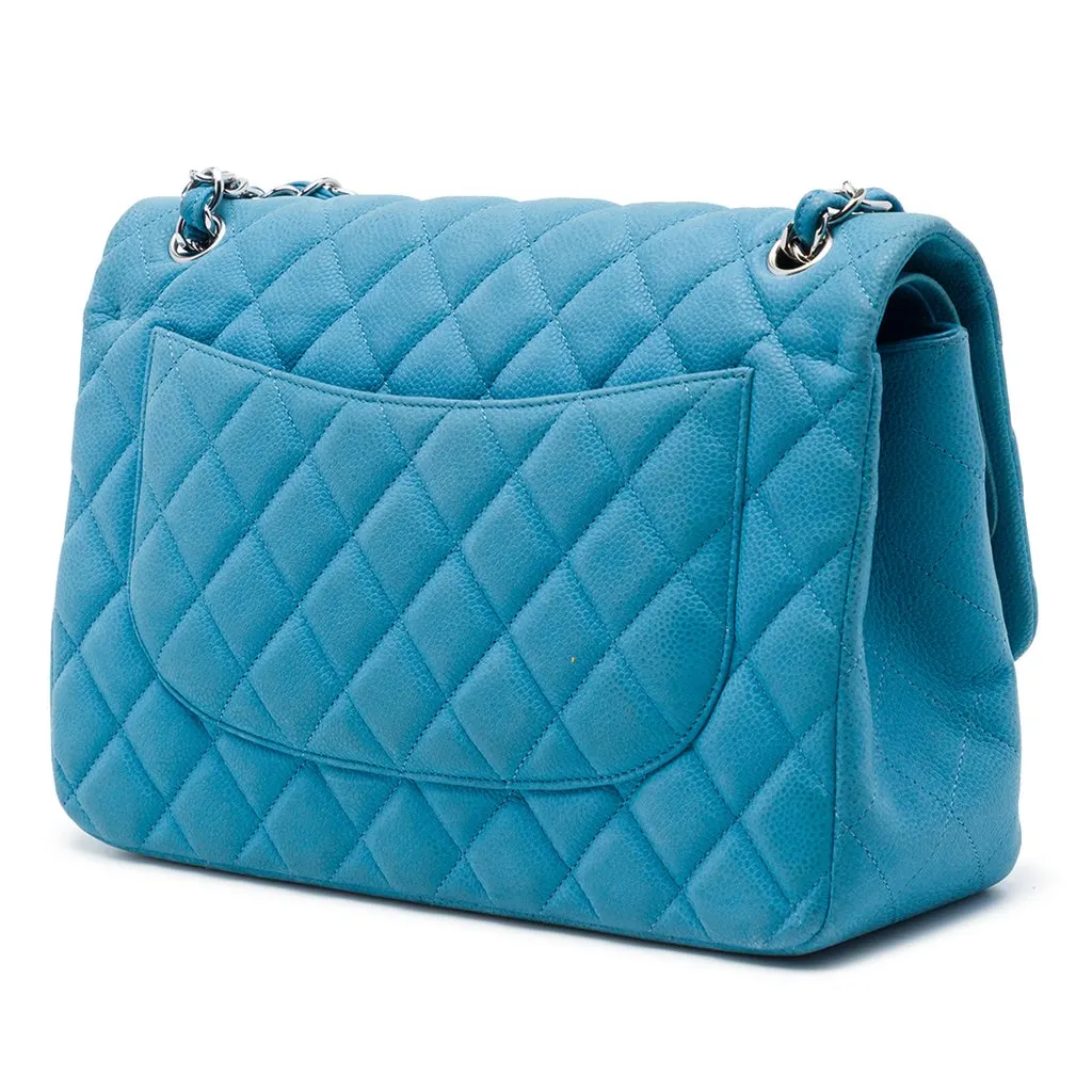Chanel Jumbo Classic Caviar Double Flap Blue Leather Very good - Inside View