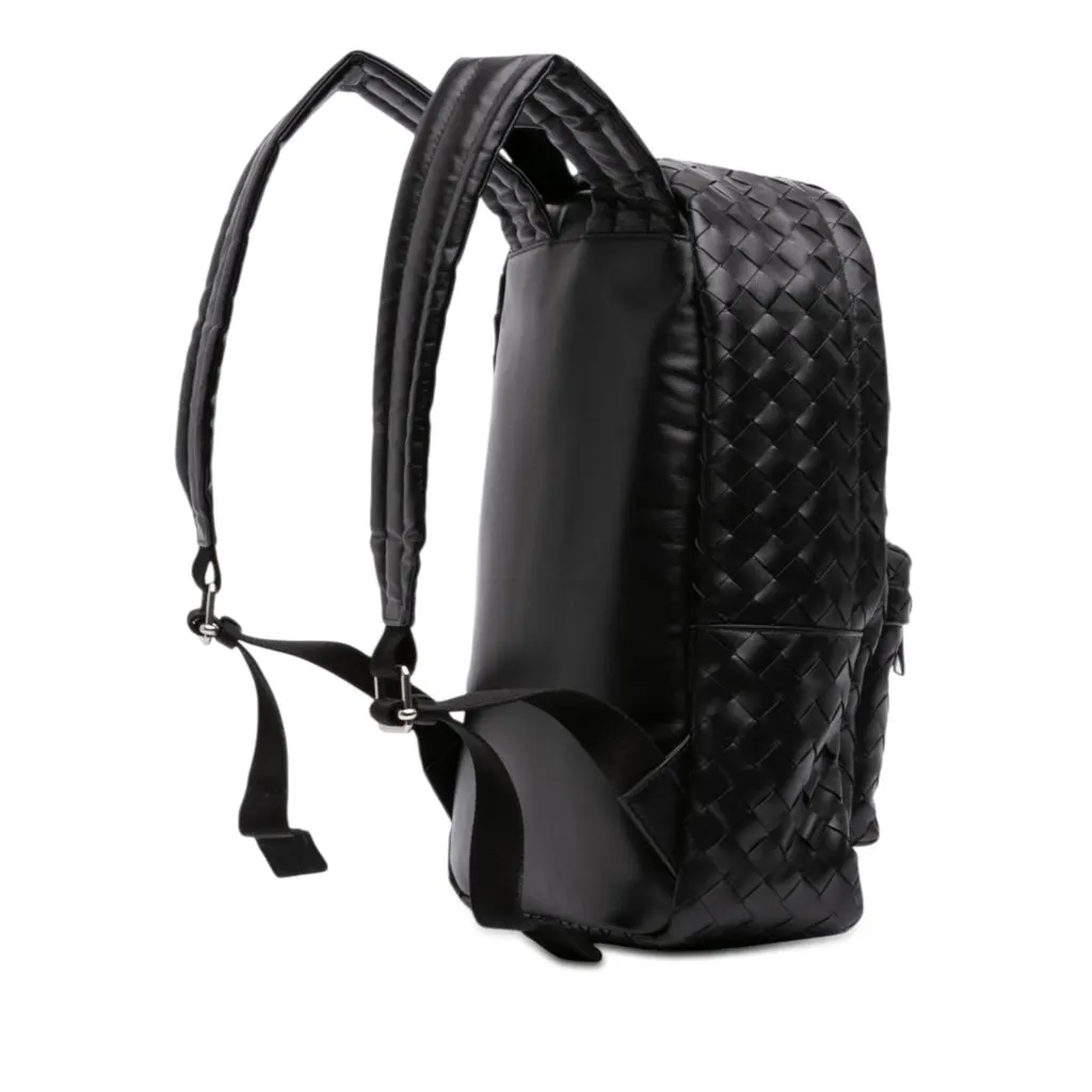 Bottega Veneta Small Leather Intrecciato Backpack Black Leather Very good - Back View