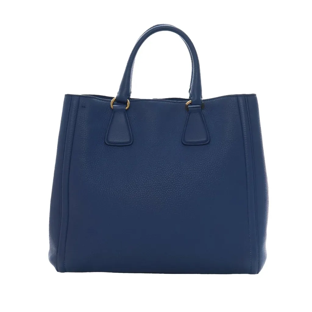 Prada Vitello Daino Open Convertible Tote Blue Leather Very good - Back View