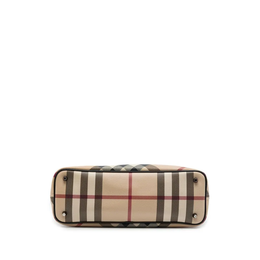 Burberry Supernova Check Coated Canvas Tote Beige Canvas Good - Inside View