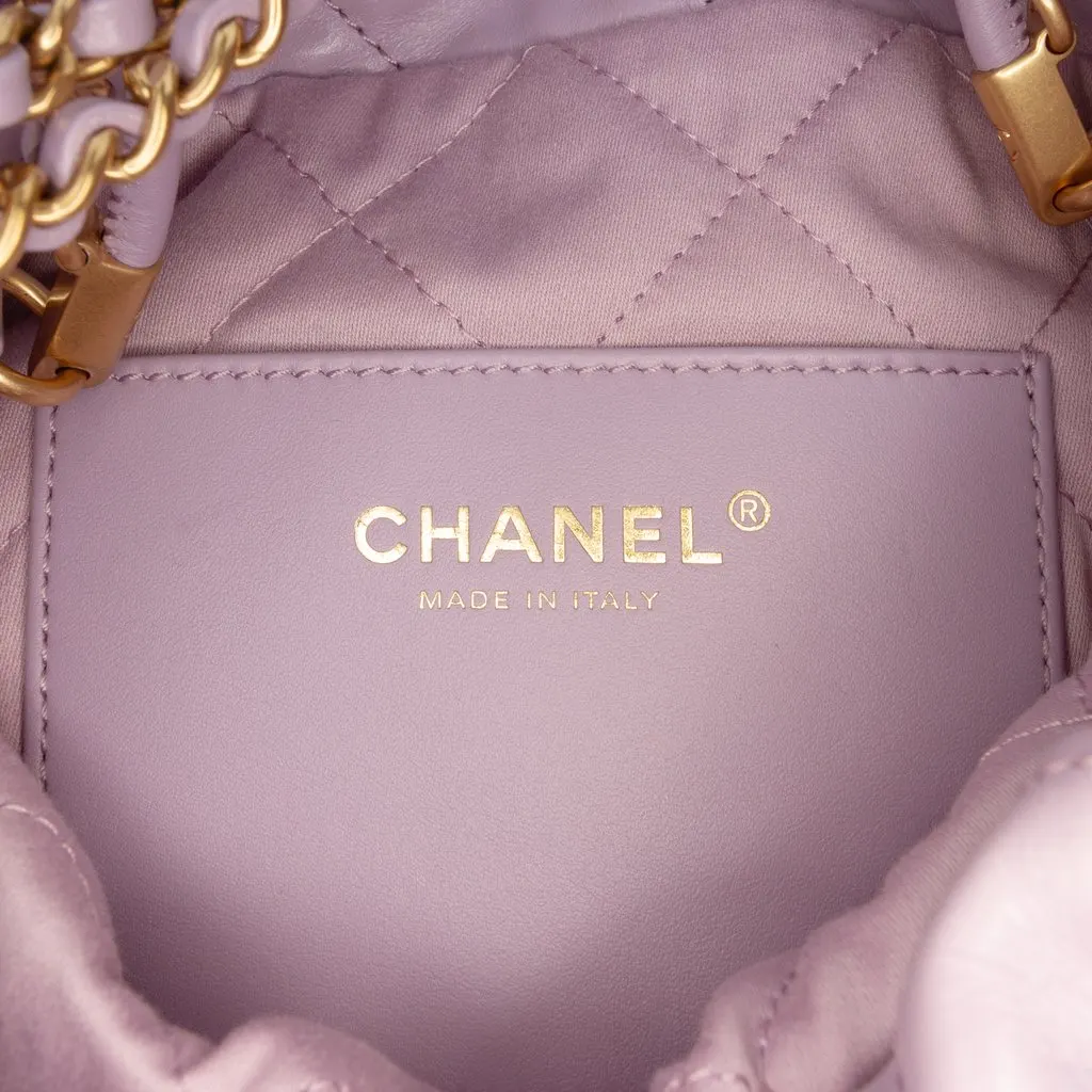 Chanel Mini Shiny Calfskin 22 Handbag Purple Leather Very good - Box View