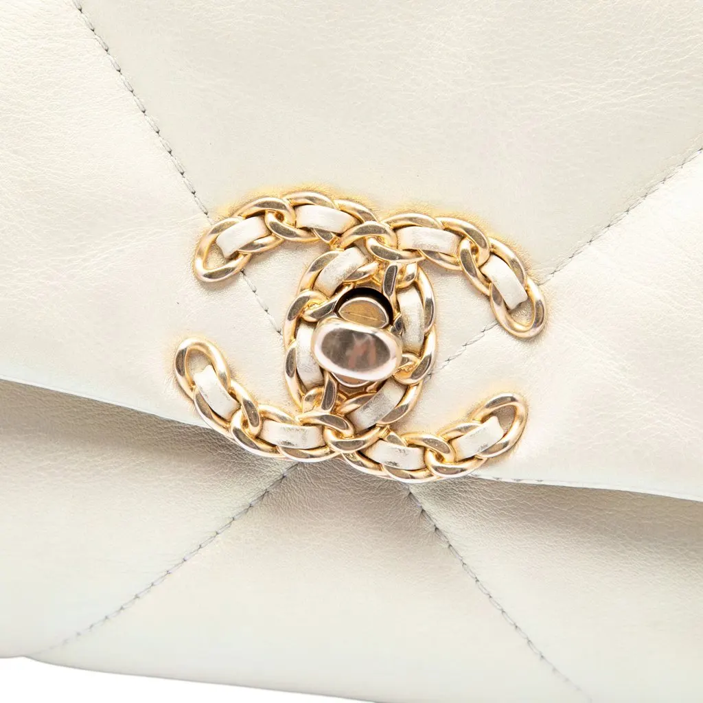 Chanel Medium Iridescent Lambskin 19 Flap White Leather Very good - Box View