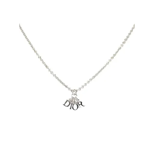 Dior Silver Finish Dangling Letters Pendant Necklace